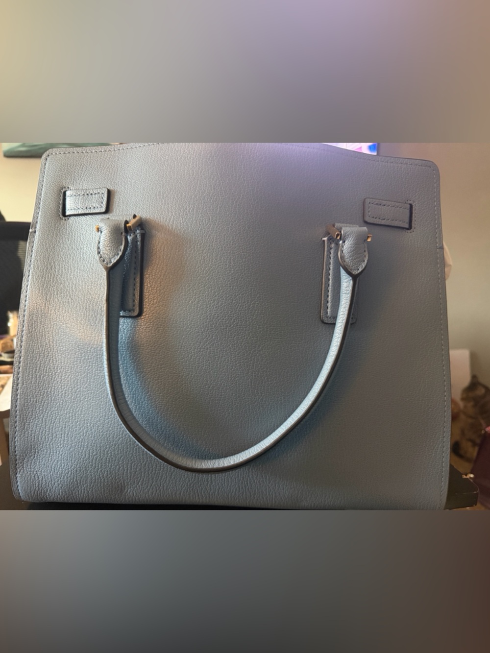 Michael Kors Navy Leather Satchel with Gold Hardware - Picture 6 of 8